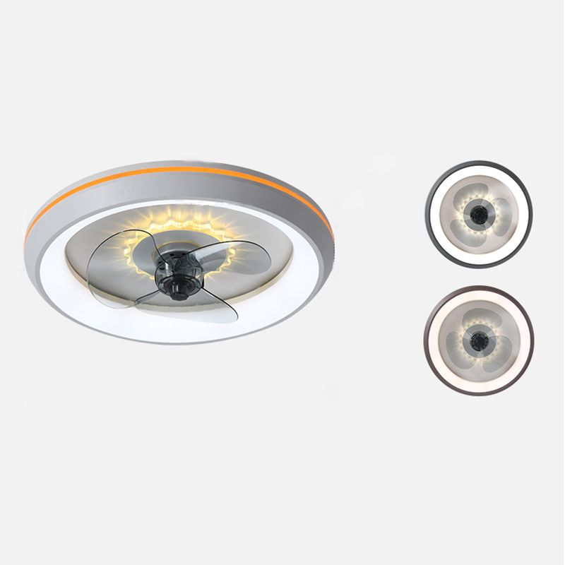 Ventilador de techo LED conciso moderno Ligera de hierro lacado con ventiladores de techo circular con sombra acrílica