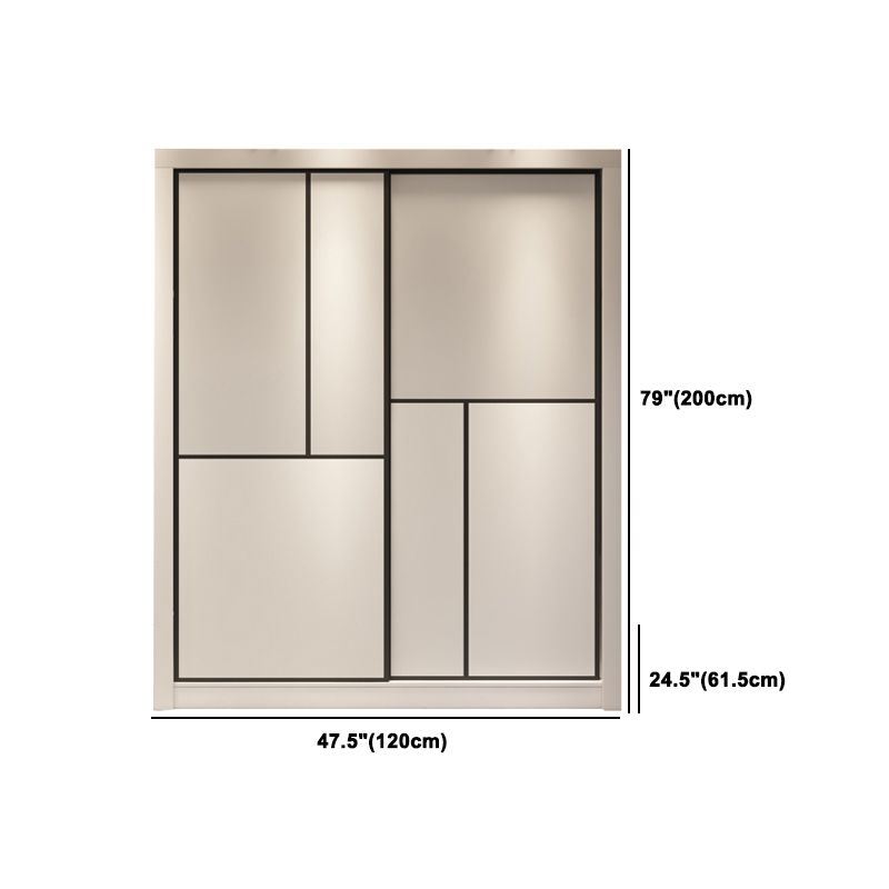 Sliding White Wardrobe Armoire Engineered Wood Wardrobe Cabinet