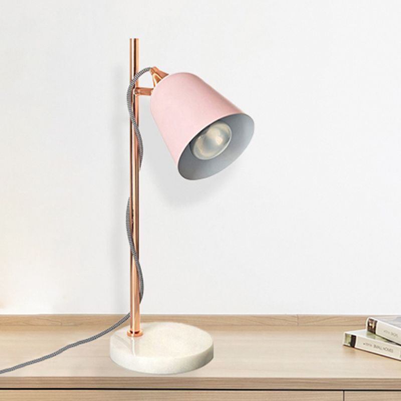 Gray/Pink Cup Shaped Desk Lighting Nordic Style 1 Bulb Metal Desk Lamp with Marble Base for Study Room