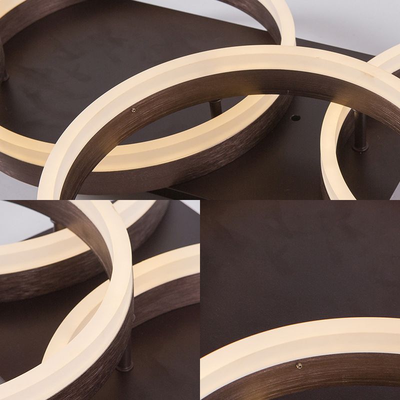 Luz de techo LED de anillo moderno Luz de techo acrílico de techo acrílico en marrón para una tienda de dormitorio para adultos