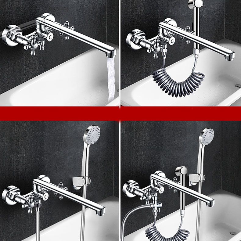 Modern Bath Filler Trim Copper with Handheld Shower Swivel Wall Mount Tub Spout Trim