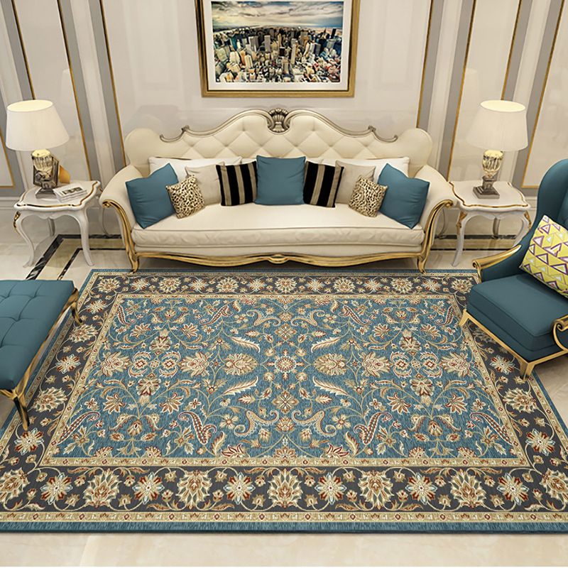Traditional Rug Retro Medallion Print Carpet Polyester Stain Resistant Area Rug for Living Room