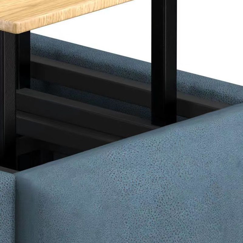 Modern Ottoman Velvet Upholstered Solid Color Square Ottoman with Bottom Rack