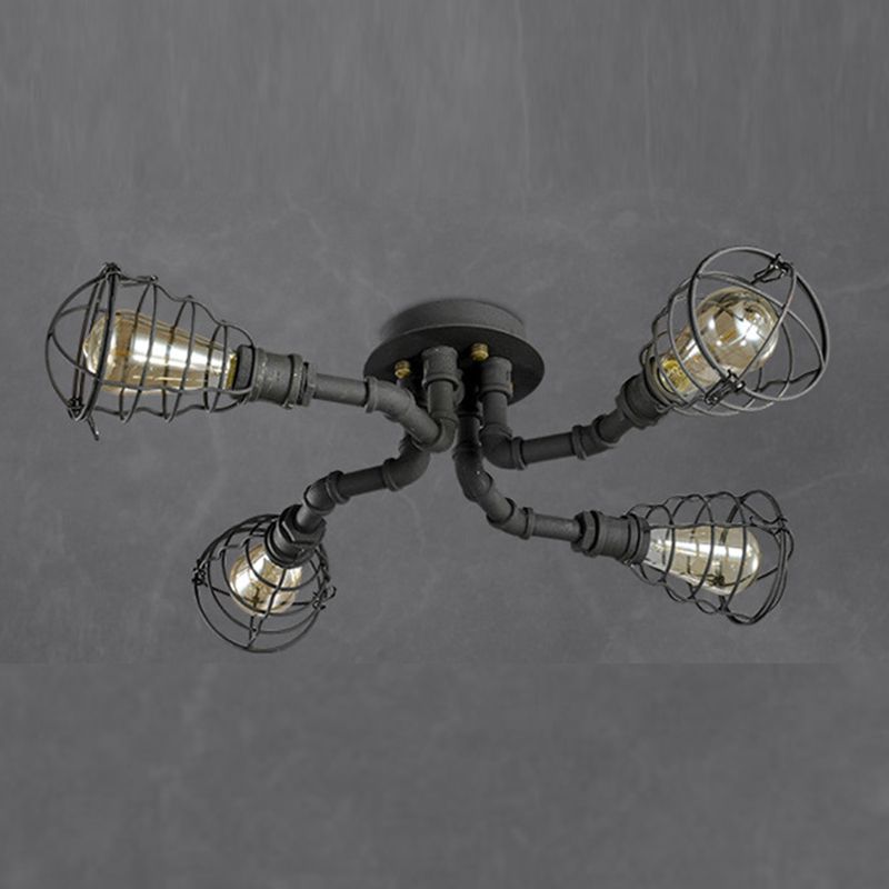 Luminaires semi-affleurants à tuyau torsadé Steampunk plafonniers semi-affleurants en métal pour bar
