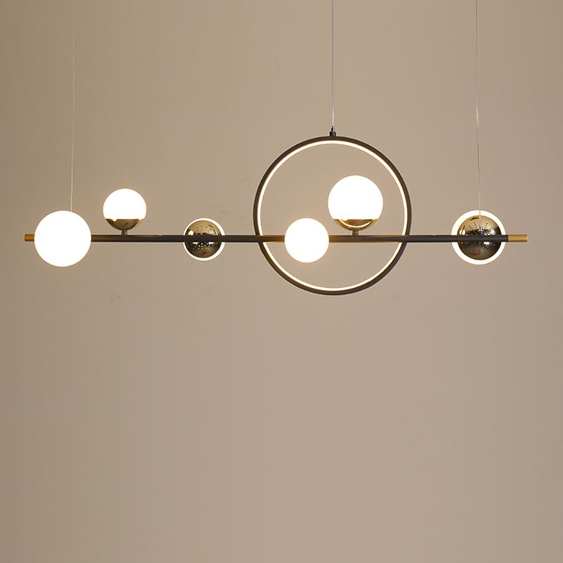 Contemporary Glass Chandelier Lamp Linear Island Pendant for Dining Room