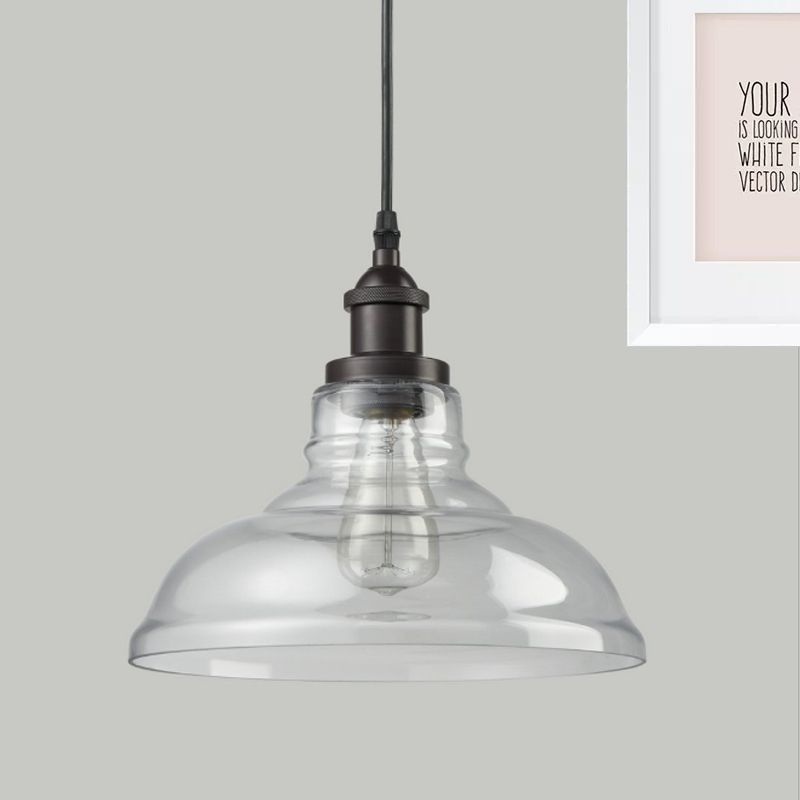 Black 1 Light Pendant Lighting Industrial Clear Glass Barn Hanging Lamp for Indoor