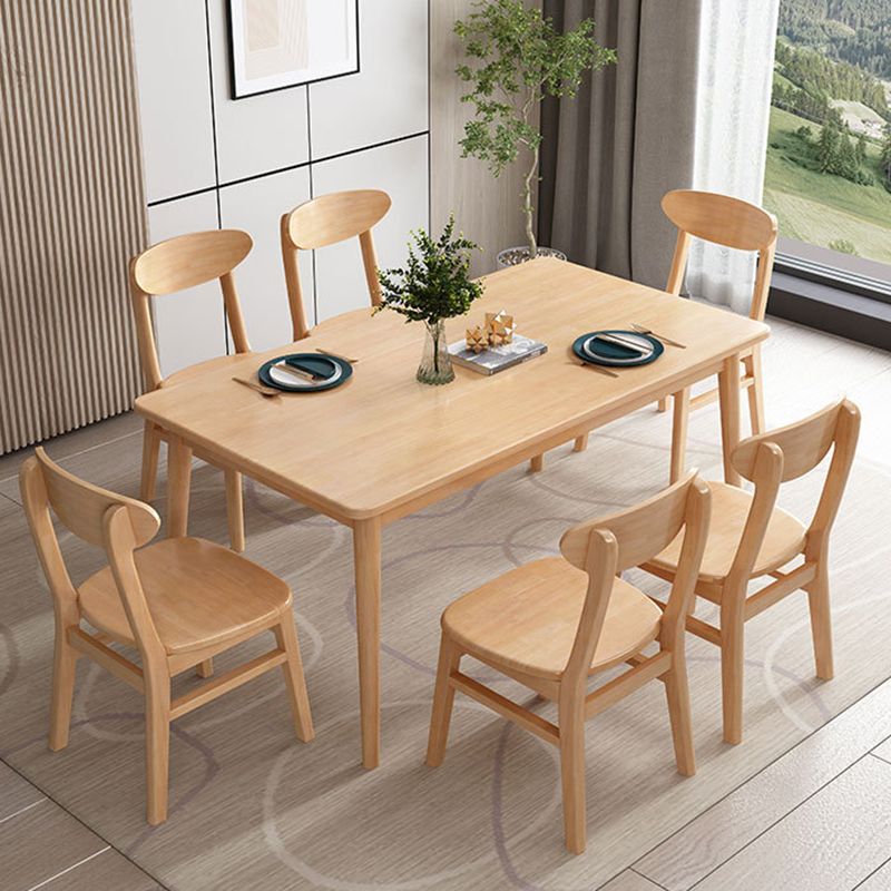 Rubberwood Solid Wood Dining Table Rectangle Dining Table for Kitchen