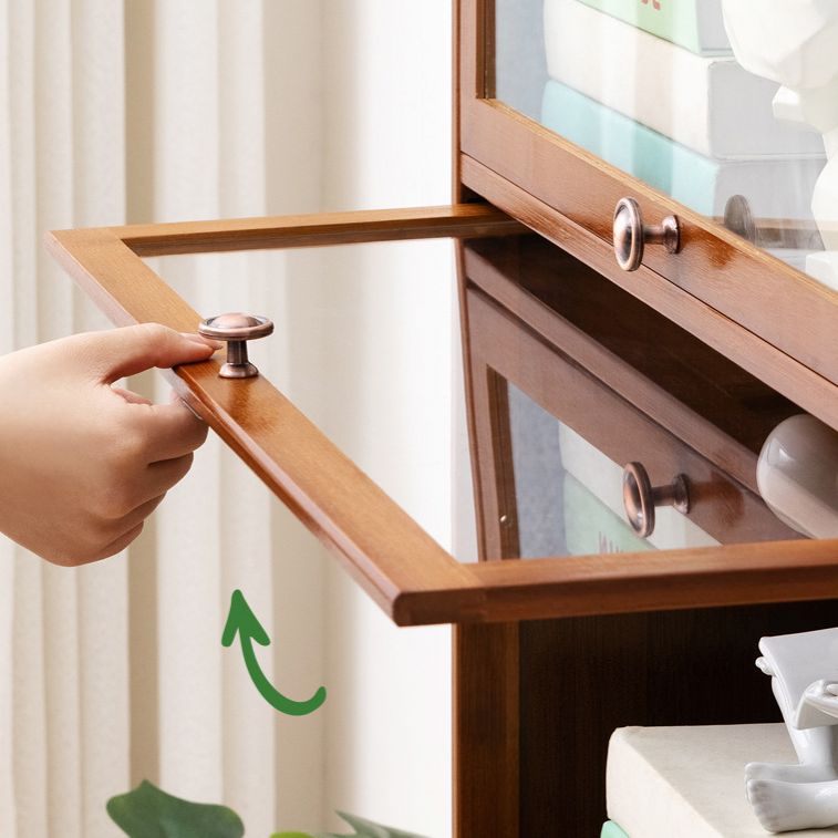 Standard Book Shelf with Doors Brown Bookshelf for Study Room