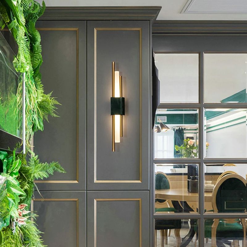 Modern Stone Wall Sconce Cylinder Shape Wall Light with Acrylic Shade for Living Room