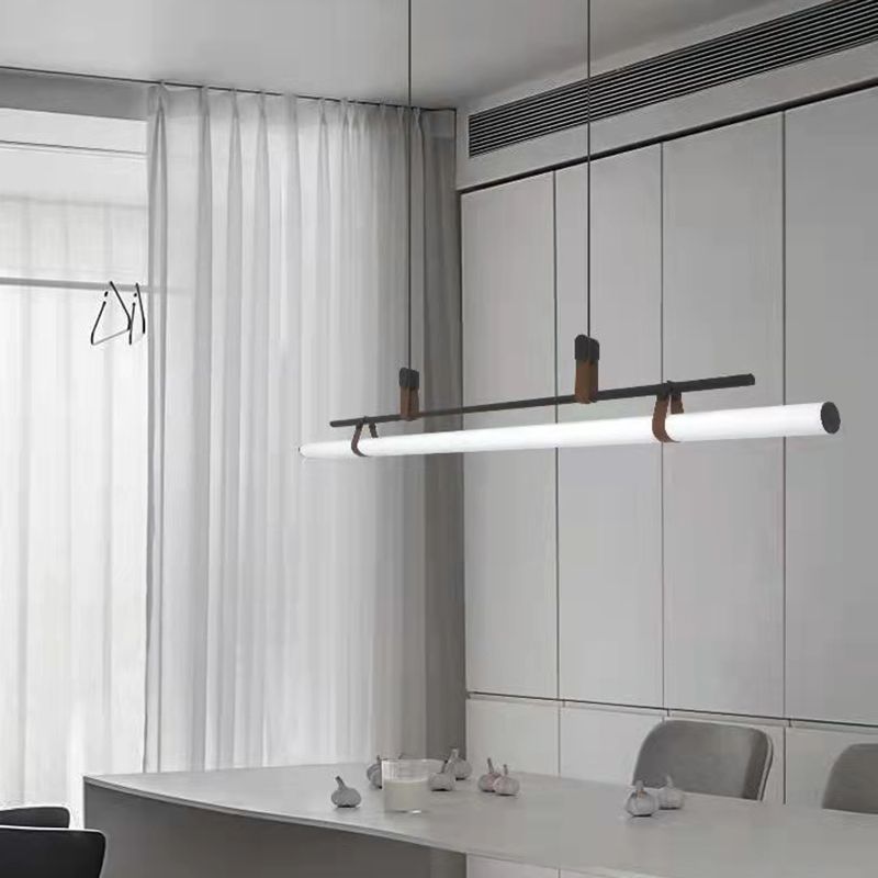 1 luminaire d'éclairage d'île linéaire léger Pendentiels îles métalliques contemporaines pour la cuisine