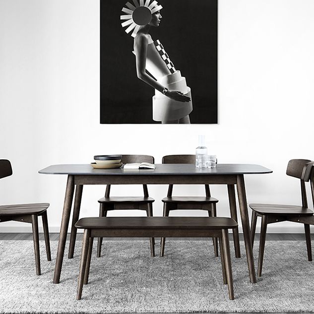 Mid-Century Modern Dining Table Sintered Stone Dining Table with 4 Legs