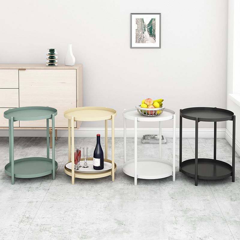 4 Legs Base Design Carbon Steel White/green/black/yellow Round Side Table