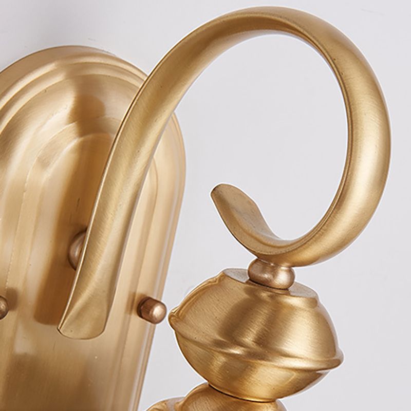 Lampada da parete della sala lanterna tradizionale metallo 1 testa a parete in ottone montato con tonalità in vetro trasparente, 6 "/7,5" w