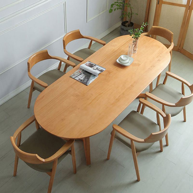 Simple Style Oval Wood Table Sled Solid Wood Base Home Table