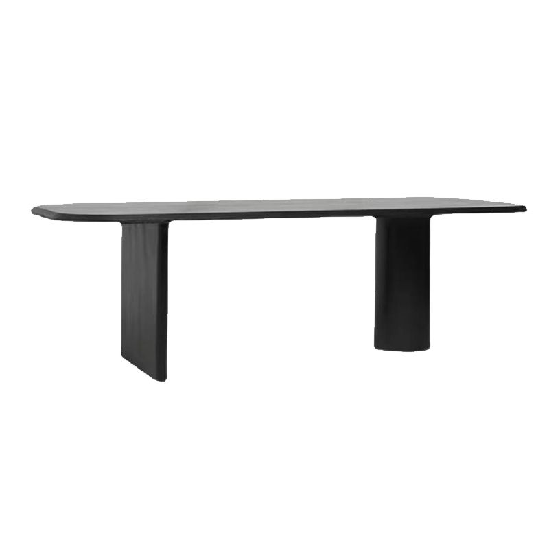 Modern Wood Dining Table with Double Pedestal Ellipse Table for Dining Room