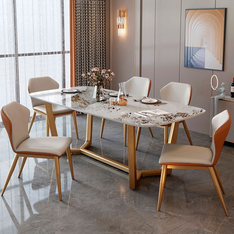 Glam 1/2/7 Pieces Dining Table Set with Sintered Stone Top Stainless Steel Dinette Set
