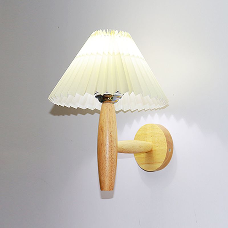 Japanese Style Wooden Wall Light Cone Shape Wall Lamp for Living Room
