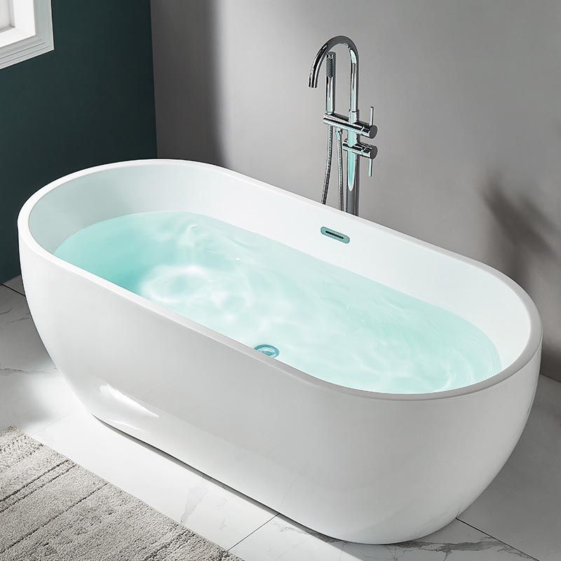 Modern White Acrylic Bath Tub Oval Freestanding Bathtub for Home