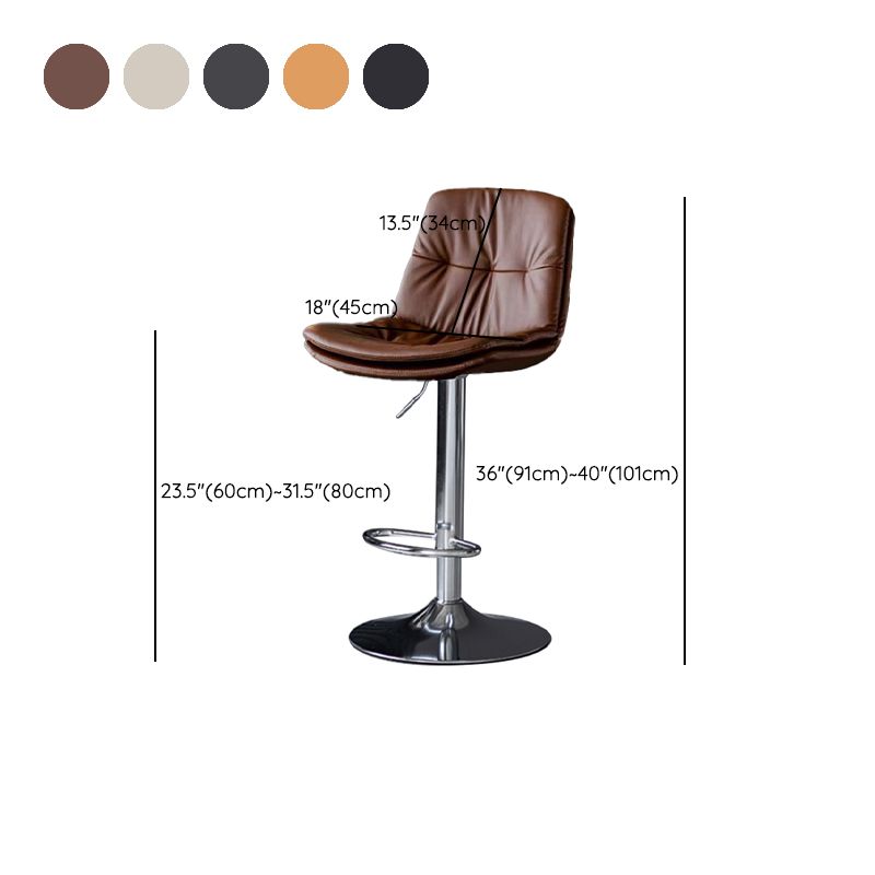 Faux Leather Bar Stools Swivel Adjustable Height Barstool with Footrest