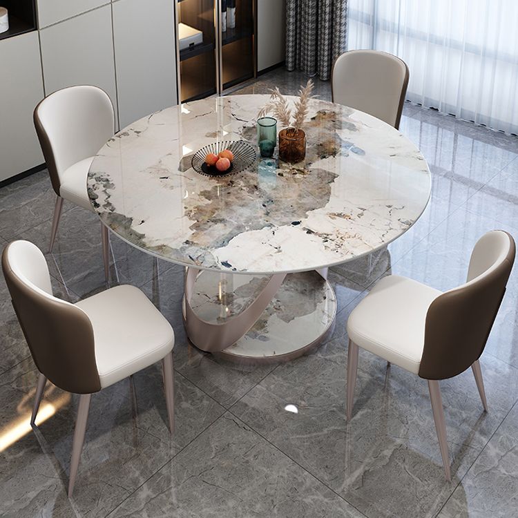 29.52''H Glam Round Dining Table Standard Sintered Stone Dining Table with Pedestal Base