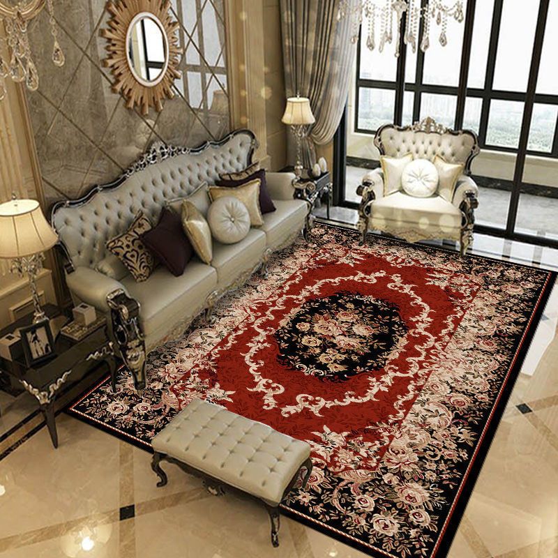 European Indoor Rug Modern Medallion Pattern Area Rug Washable Carpet with Non-Slip Backing
