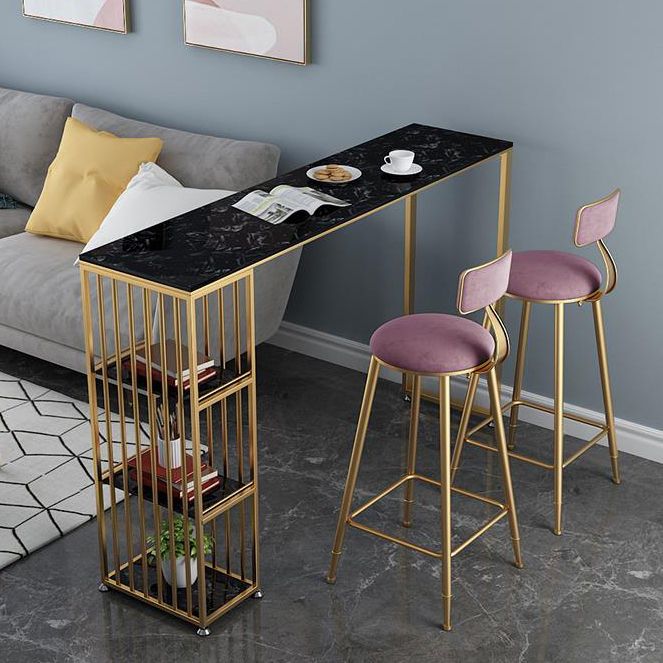 Scandinavian Metal Counter Chair Round Velvet Counter Stool for Living Room