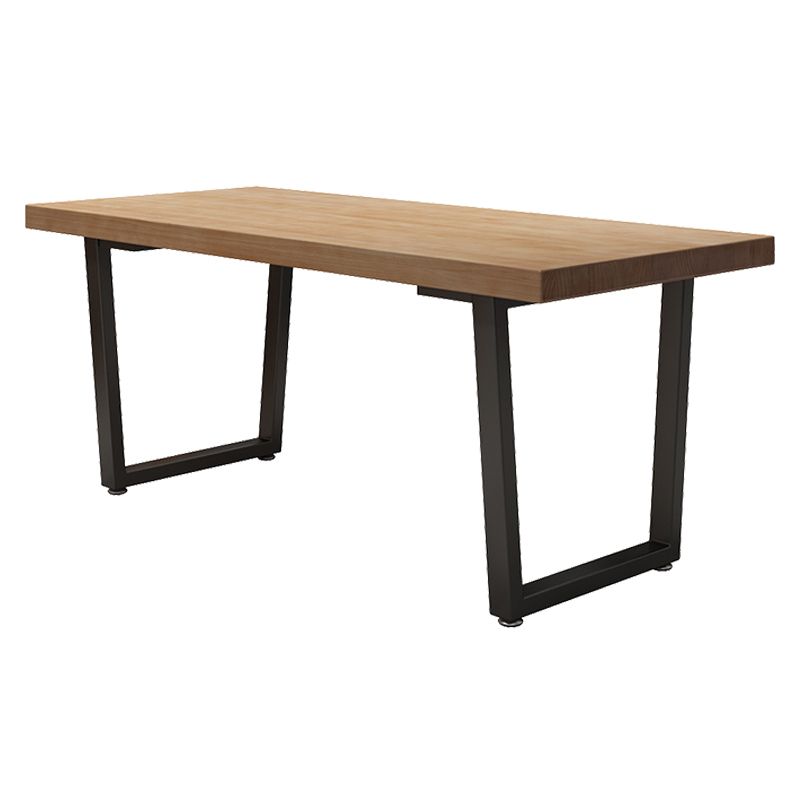 Industrial Style Solid Wood Dining Table Brown Rectangle Table with Sled Base for Dinning Room