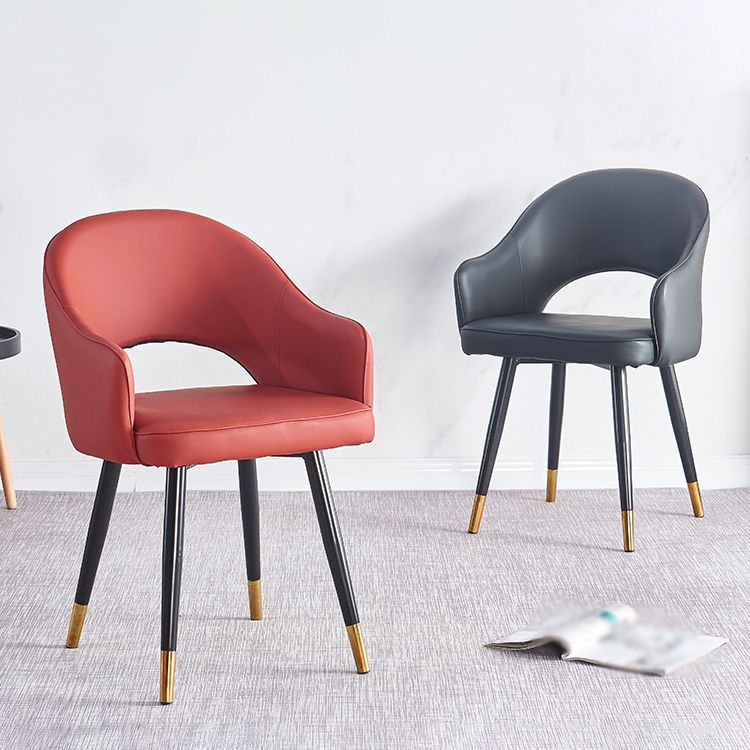 Sillón casero escandinavo tapizado con respaldo abierto Silla de comedor de metal