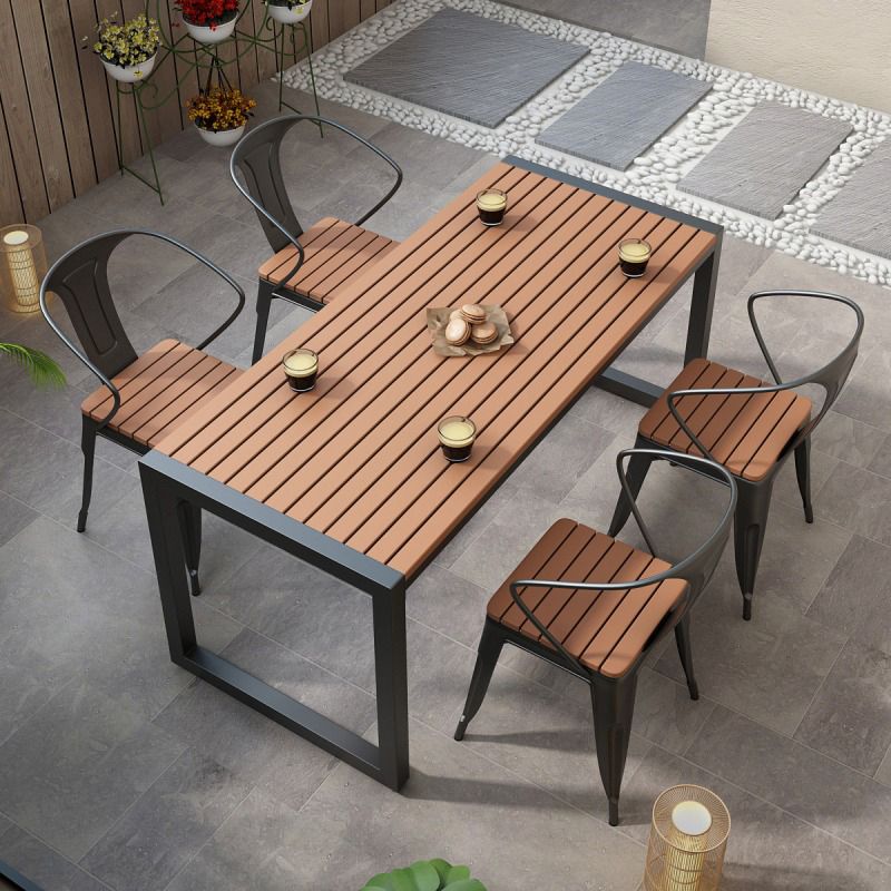 Modern Rectangular Picnic Table Set 1/3/5/7 Pcs Manufactured Wood Picnic Set