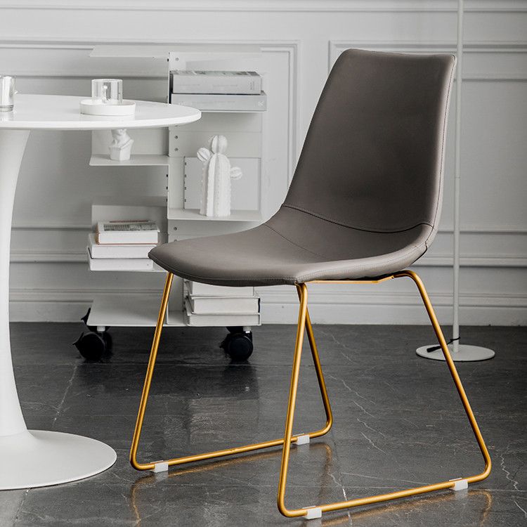 Scandinavian Design Solid Back Armless Dining Chairs Leather Dining Chairs