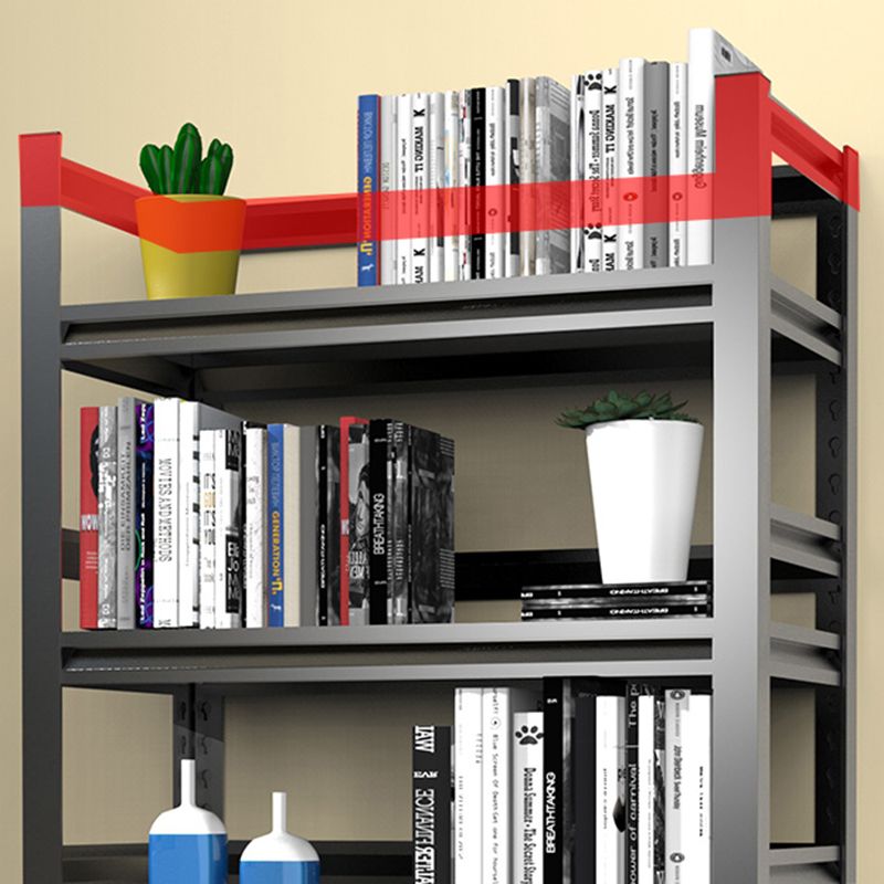 Open Black Metal Storage Bookshelf Modern Home Office Bookcase