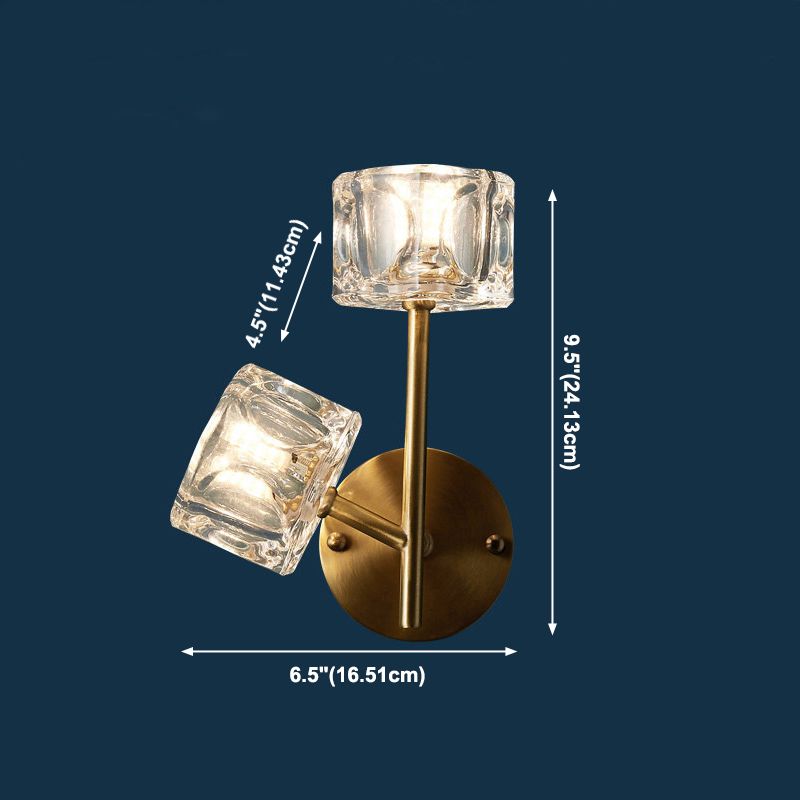 Half Cylinder Wall Sconce Modern Style Multi-Lights Crystal Wall Light Fixture in Brass