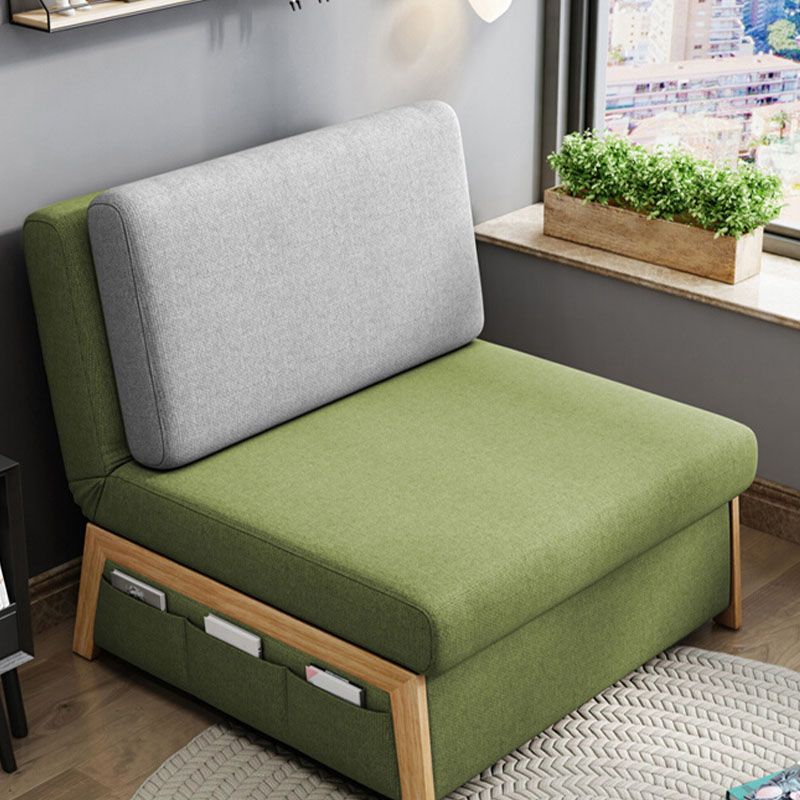 Cushions Armless Convertible Sofa Bed Cotton Blend Seating in Green and Gray