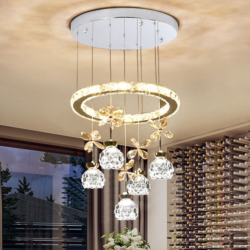 Ultra-modern Simplicity Round Hanging Ceiling Light Crystal Suspension Pendant Light for Restaurant
