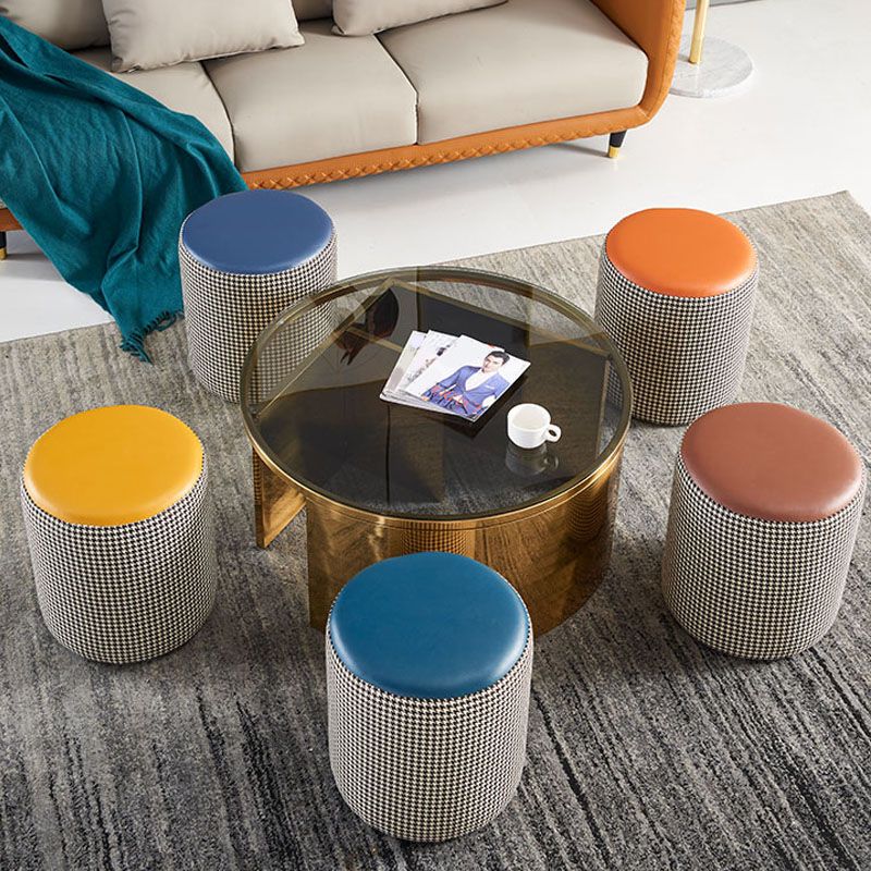 Modern Stain Resistant Pouf Round Shape Pouf for Living Room