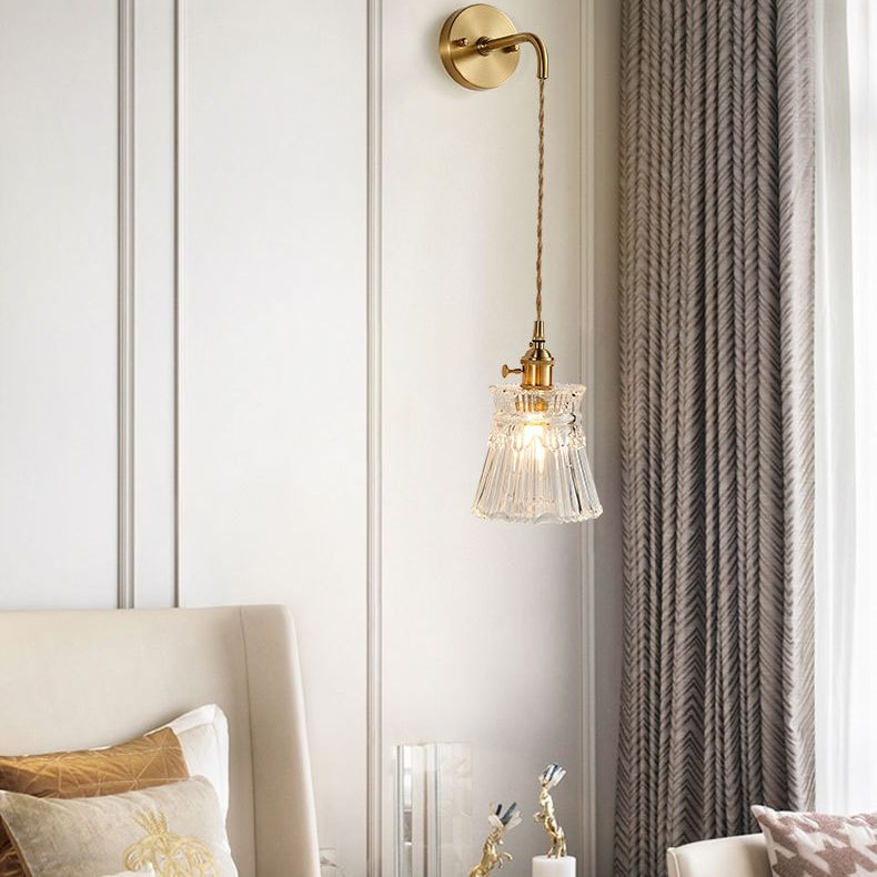 Nombra a campana a coste semplicità lampada a parete in ottone lampada da parete a 1 luce con design a interruttore rotante