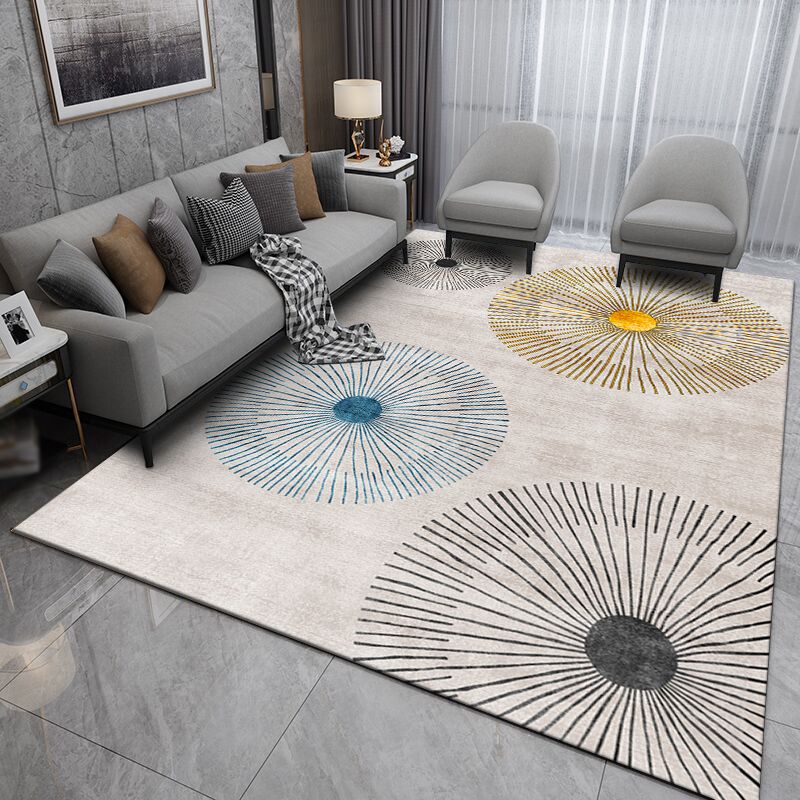 Modern Geometry Pattern Carpet Polyester Indoor Rug Non-Slip Backing Area Carpet for Home Decoration