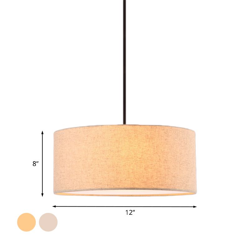 Tessuto di lampada sospesa arrotondata minimalista 1 Apparecchio di illuminazione a sospensione di ristorante leggero in albicocca/lino