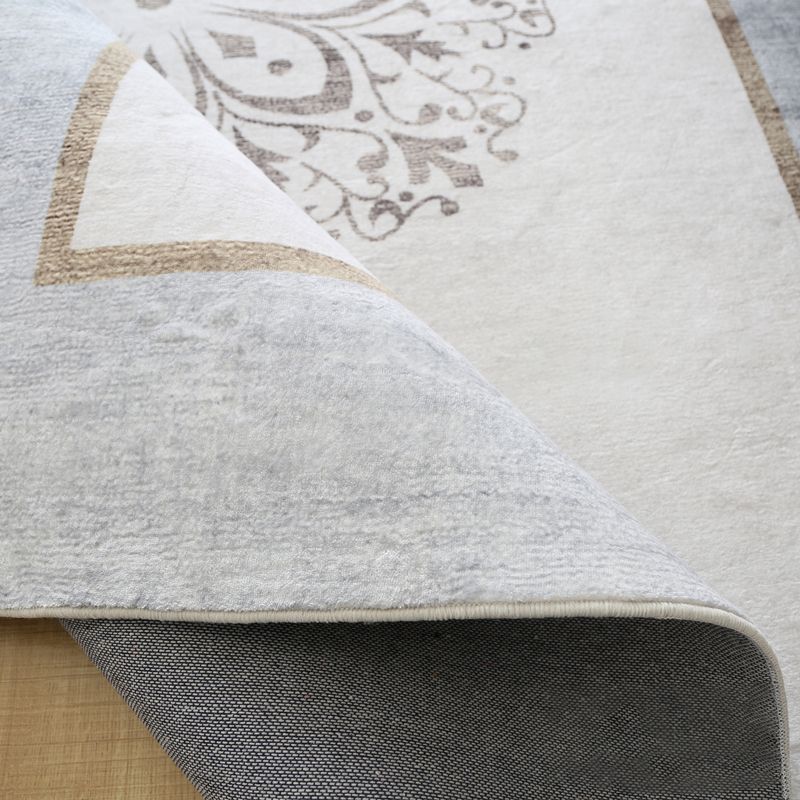Grey Bohemian Area Carpet Americana Pattern Polyester Easy Care Washable Rug for Home Decor