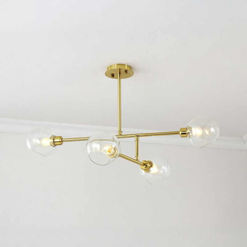 Multi-bulbs Clear Glass Chandelier Modern Styles Lighting Fixture for Living Room Bedroom