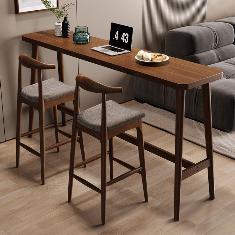 Modern Counter Height Pub Set 1/2/3 Pcs Solid Wood Bar Table and Stools in Brown