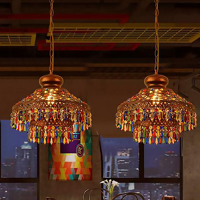 Bohemia gewölbter Anhänger Leuchte Leuchte Kristall 1/3 Lichter Federung Licht in Kupfer für das Restaurant