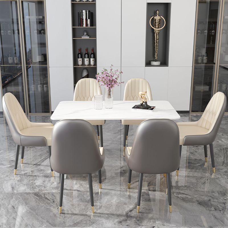 Luxury 1/2/5/7 Pieces Dining Set Sintered Stone Rectangle Dining Table Set with Chairs