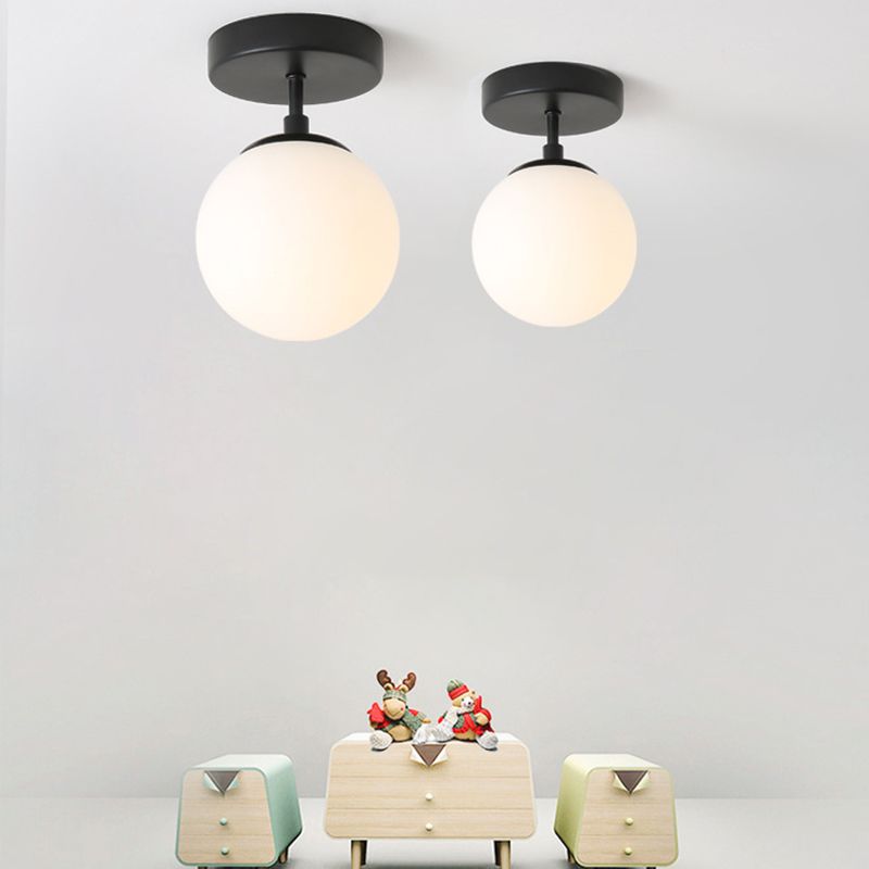 Contemporary Black Ceiling Light Globe Flush Mount Lighting for Home
