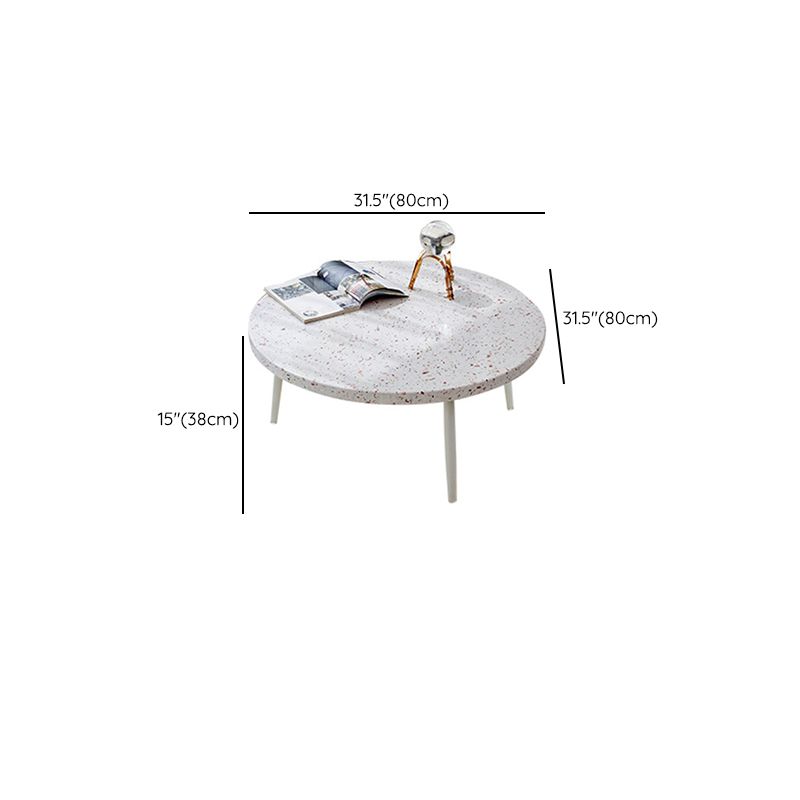 Contemporary Round Terrazzo Cocktail Table Metal/Acrylic 3 Legs Coffee Table
