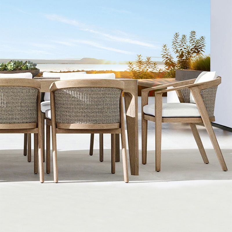 Contemporary Teak Patio Dining Chair Upholstered Outdoor Chair