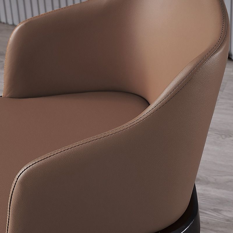 Brown Contemporary Dining Accent Chair Black Oak Wood Legs Dining Chair