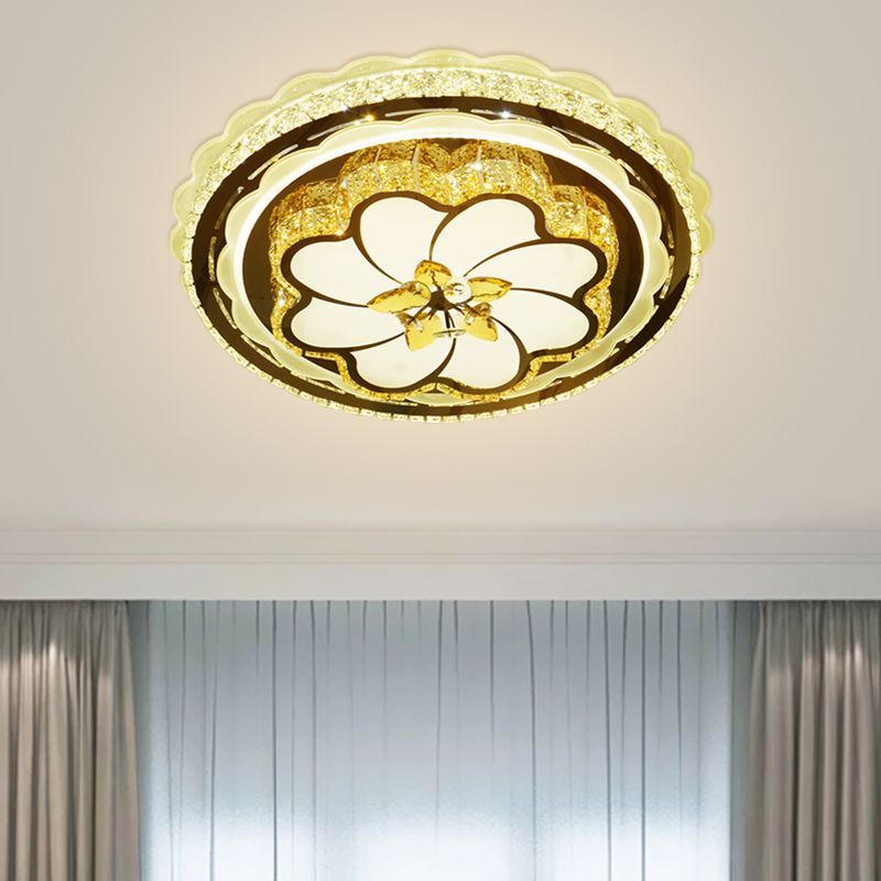 Modernistische bloei plafond spoelige afgeschuinde kristallen led slaapkamer spoellamp in roestvrijstalen