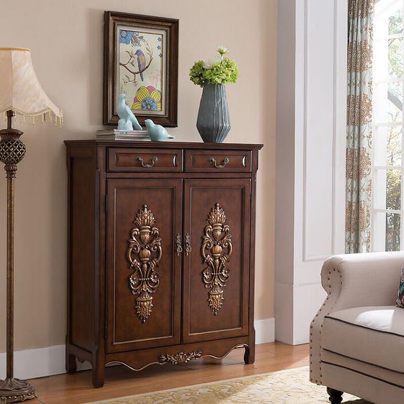 Rectangle Industrial Accent Cabinet Wood Knobs Cabinet with Doors