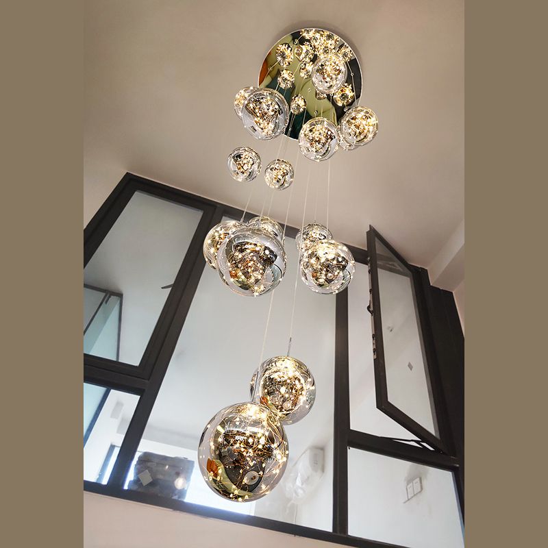 Modern Cascade Pendant Pure Glass Light Foyer Light Indoor Lighting